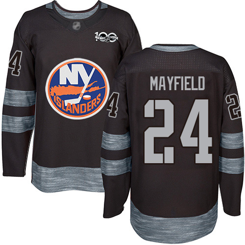Adidas Men's Scott Mayfield Authentic Black Jersey: NHL #24 New York Islanders 1917-2017 100th Anniversary