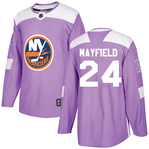 Adidas Men's Scott Mayfield Authentic Purple Jersey: NHL #24 New York Islanders Fights Cancer Practice
