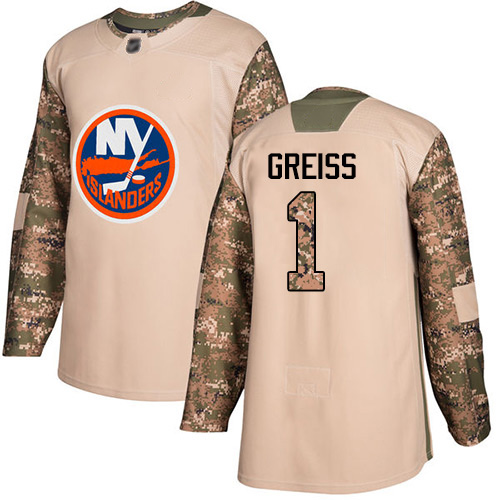 Adidas Men's Thomas Greiss Authentic Camo Jersey: NHL #1 New York Islanders Veterans Day Practice