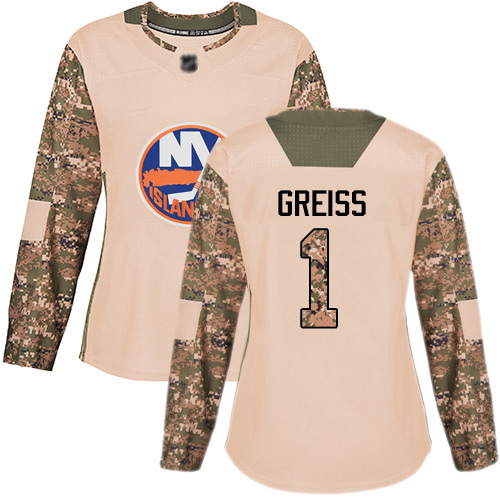 Adidas Women's Thomas Greiss Authentic Camo Jersey: NHL #1 New York Islanders Veterans Day Practice
