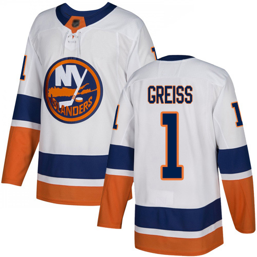 Reebok Men's Thomas Greiss Authentic White Away Jersey: NHL #1 New York Islanders